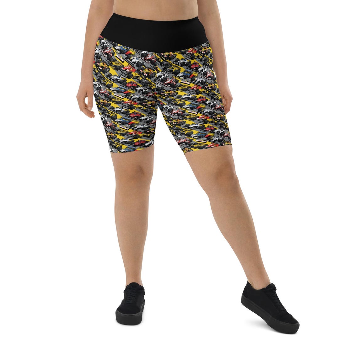 Car Track Racing Theme Shorts, Bike Racer Shorts for Women, All Over ...
