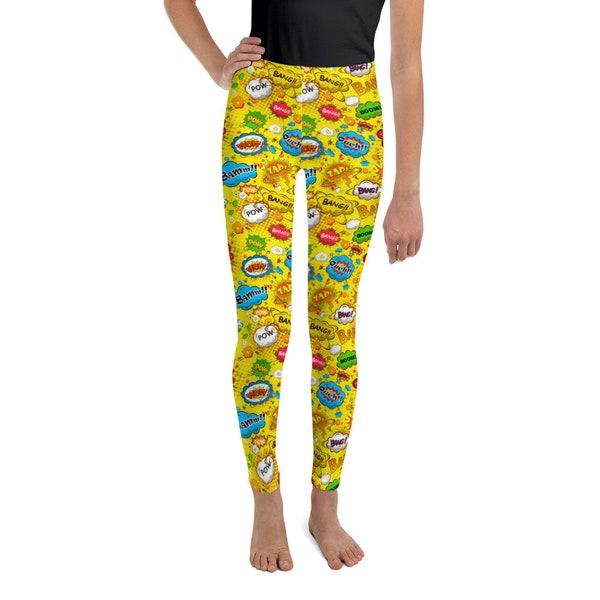 Leggings de bandes dessinées pour enfants, leggings pour filles, leggings pour adolescents, leggings de fête, leggings extensibles doux, cadeau pour amateur de bandes dessinées