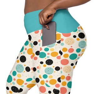 Polka Dots Printed Leggings, All Over Print Soft Stretch Leggings with Pockets, High Waist Plus Size Leggings, Unique Comfy Leggings, Gifts