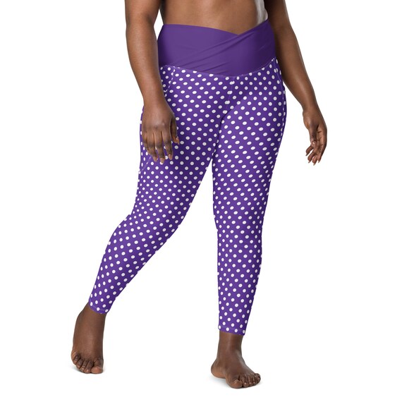 Purple Polka Dot Leggings, Womens Leggings, Plus Size Leggings