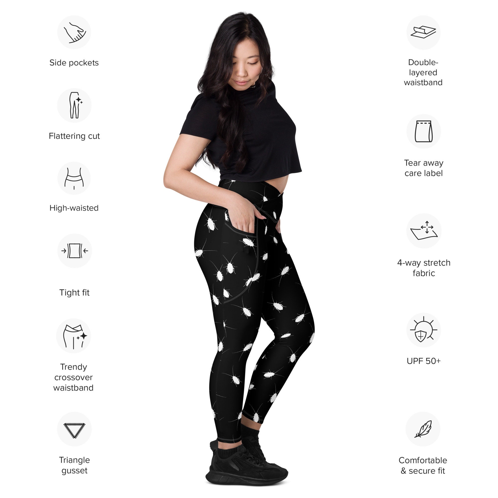Creepy Crawly Cockroach Pattern Leggings, Disgusting Plus