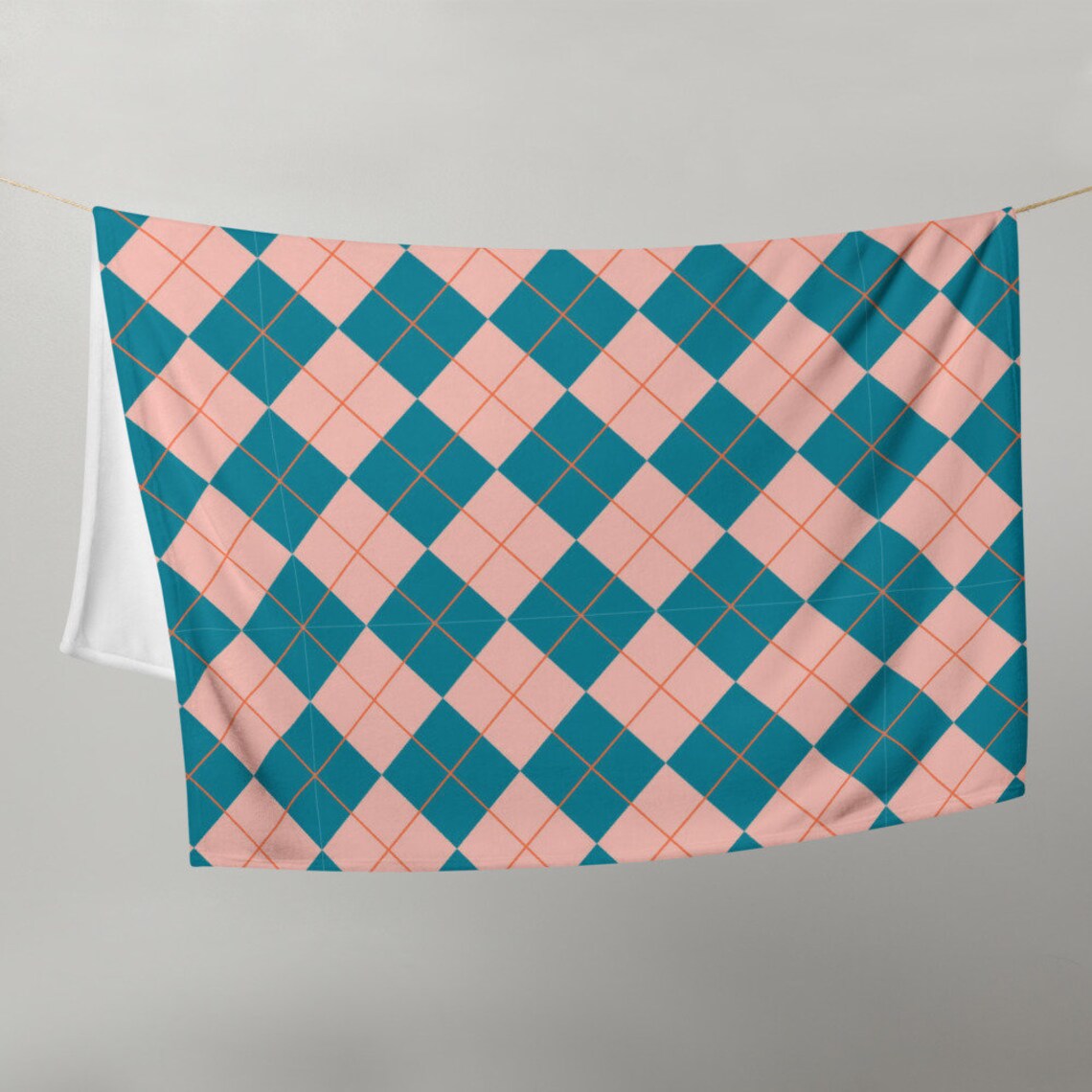 Baby Blue and Pink Argyle Throw Blanket Checkered Flannel Etsy
