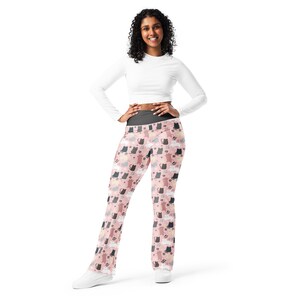 Kitty Cats Printed Flared Legging Pants for Women, Crazy Cat Lady Pants, Cat Owner Cat Mom Cat Lover Gift for Her, High Waist Kitten Legging