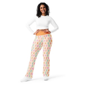 Kitty Cats Printed Flared Legging Pants for Women, Crazy Cat Lady Pants, Cat Owner Cat Mom Cat Lover Gift for Her, High Waist Kitten Legging