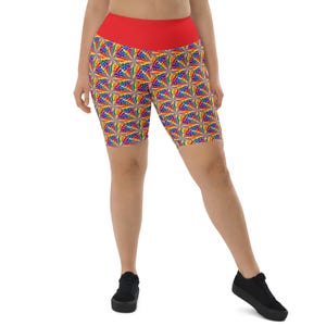 LGBTQ Rainbow Fireworks Biker Shorts Women, Lesbian Pride Shorts, Gym Workout Running Athletic Shorts, All Over Print, Lesbian Gift For Her