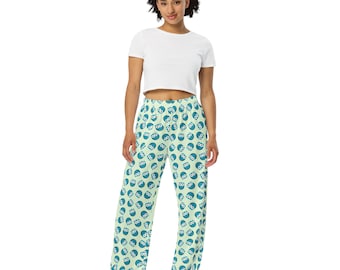Owls Printed Unisex PJ Pants, Comfy Lounge Pants with Pockets, Elastic Waist Pants, All Over Print Bird Lover Pants, Owl Bird Lover Gifts