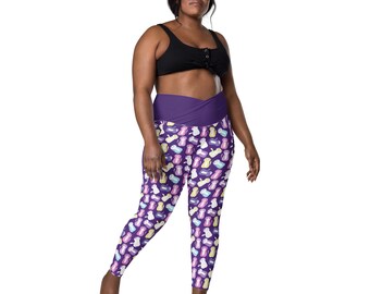 Cat Leggings Women, Kitty Kitten Leggings, Plus Size Crossover Leggings with Pocket, Crazy Cat Lady Cat Lover Gift, Cat Tights, Yoga Workout