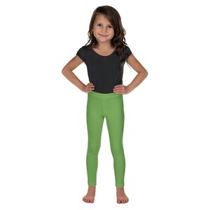Solid Green Kids Leggings, Festival Girls Leggings, Toddler Leggings, Birthday Party Leggings, Soft Stretch Leggings, Gift for Kids