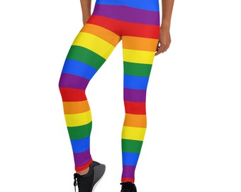 Leggings arc-en-ciel pour femmes, leggings LGBTQ, leggings de fierté lesbienne, leggings de fitness yoga, leggings d'entraînement de gym, pantalons de course, cadeaux LGBTQ