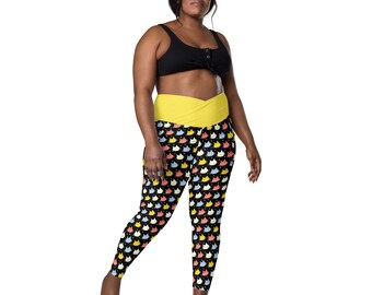Cat Leggings Women, Kitty Kitten Leggings, Plus Size Crossover Leggings with Pocket, Crazy Cat Lady Cat Lover Gift, Cat Tights, Yoga Workout