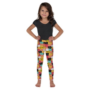 Cats Kitty Leggings, Toddler Leggings, Trendy Kids Pants, Birthday Leggings, Dance Leggings, Soft Stretch Leggings, Cat Lover Gifts for Kids
