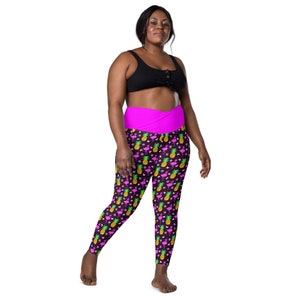 Pink Flamingos Printed High-Waist Leggings, 2XS-6X, Gifts for Her, All Over Print Cute Animal Leggings, Plus Size Leggings with Pockets