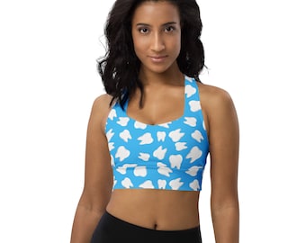 Dental Hygiene Sports Bra, Tooth Printed Sports Bra, Women Teeth Sports Bra, Athletic Bra, Gym Workout Bra, Yoga Bra, Fitness Bra, Gifts