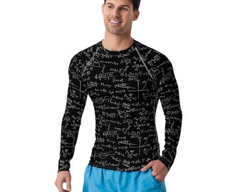 Calculus Math Equations Printed Mens Rash Guard, Yoga Workout Fitness Rash Guard, Long Sleeve Men's Activewear, Jiu Jitsu BJJ MMA Rash Guard