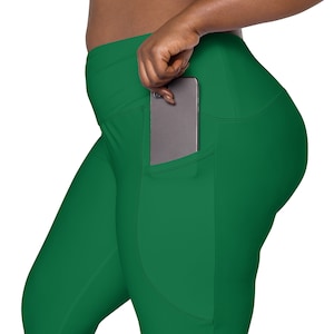 Solid Dark Green Leggings for Women, Stylish Workout Leggings, High Waist Plus Size Yoga Pants, Soft Stretchy Gym Jewel Green Leggings, Gift