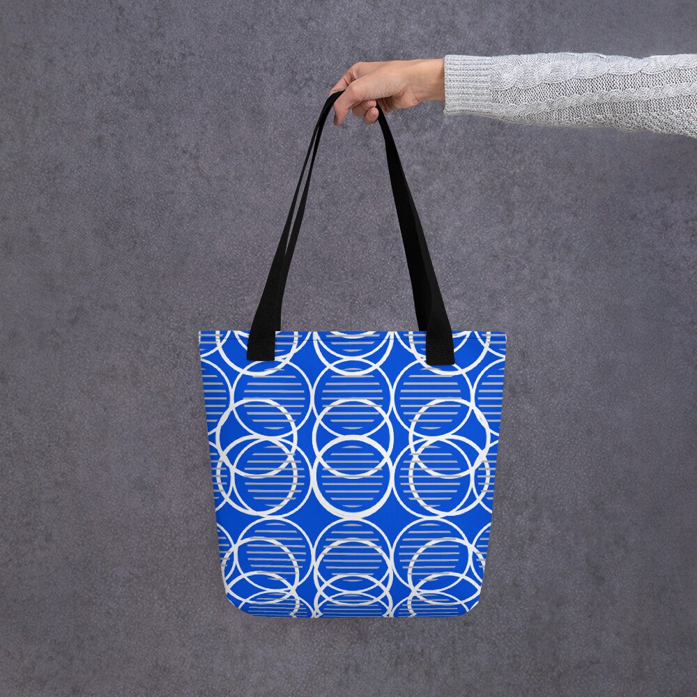 Blau und Weiß Leuchtende Farben Kreis Muster Tragetasche | Etsy