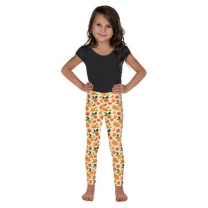 Orange Fruit Kids Leggings, Girls Food leggings, Toddler Leggings, Printed Leggings, Soft Stretch Leggings, Girls Activewear, Gifts for Kids