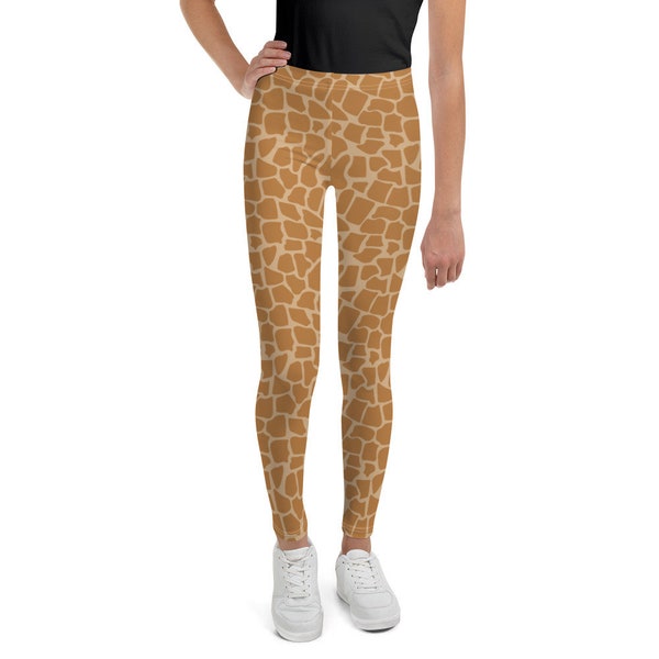 Giraffe Lover Youth Leggings, Girls Workout Leggings, Zoo Safari Animal Printed Leggings, Patterned Leggings, Casual Leggings, Youth Gifts