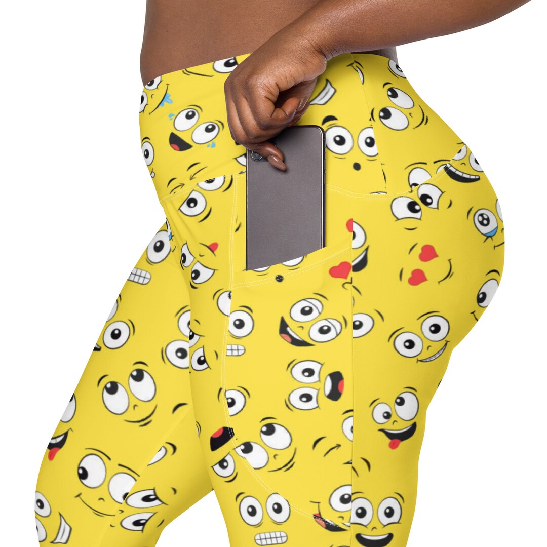 Emoji Leggings for Women Crossover Leggings With Pockets Etsy