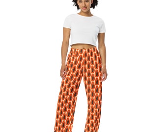 Papaya Fruit Pattern Unisex PJ Pants, Comfy Lounge Pants with Pockets, All Over Print Elastic Waist Vegan Foodie Pants, Food Lover Gifts