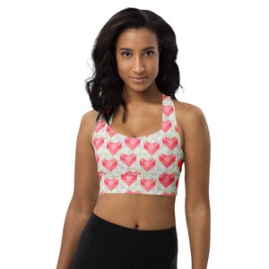 Mosaic Hearts Print Sports Bra, Valentines Love Sports Bra, Sexy Sports Bra, Fitness Bra, Workout Bra, Woman Training Bra, Hearts Sportswear