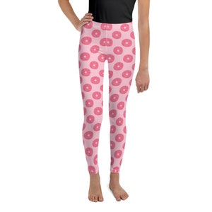 Donuts Lover Youth Leggings, Girls Workout Leggings, Printed Foodie Leggings, food Print Leggings, Patterned Leggings, Casual Leggings
