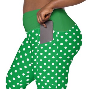 Polka Dots Printed Leggings, All Over Print Soft Stretch Leggings with Pockets, High Waist Plus Size Leggings, Unique Comfy Leggings, Gifts