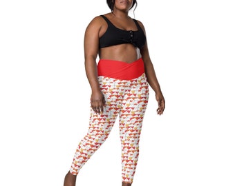 Cat Leggings Women, Kitty Kitten Leggings, Plus Size Crossover Leggings with Pocket, Crazy Cat Lady Cat Lover Gift, Cat Tights, Yoga Workout