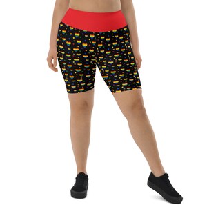 LGBTQ Rainbow Hearts Biker Shorts Women, Lesbian Pride Shorts, Gym Workout Running Athletic Shorts, All Over Print, Lesbian Gift, Plus Size