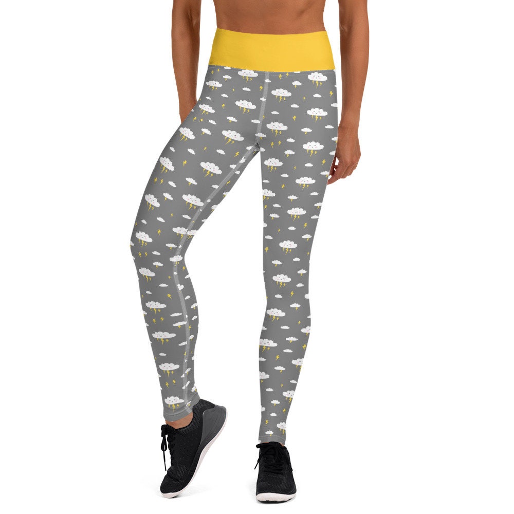 Midnight Blue Lightning Design Yoga Leggings -  Canada