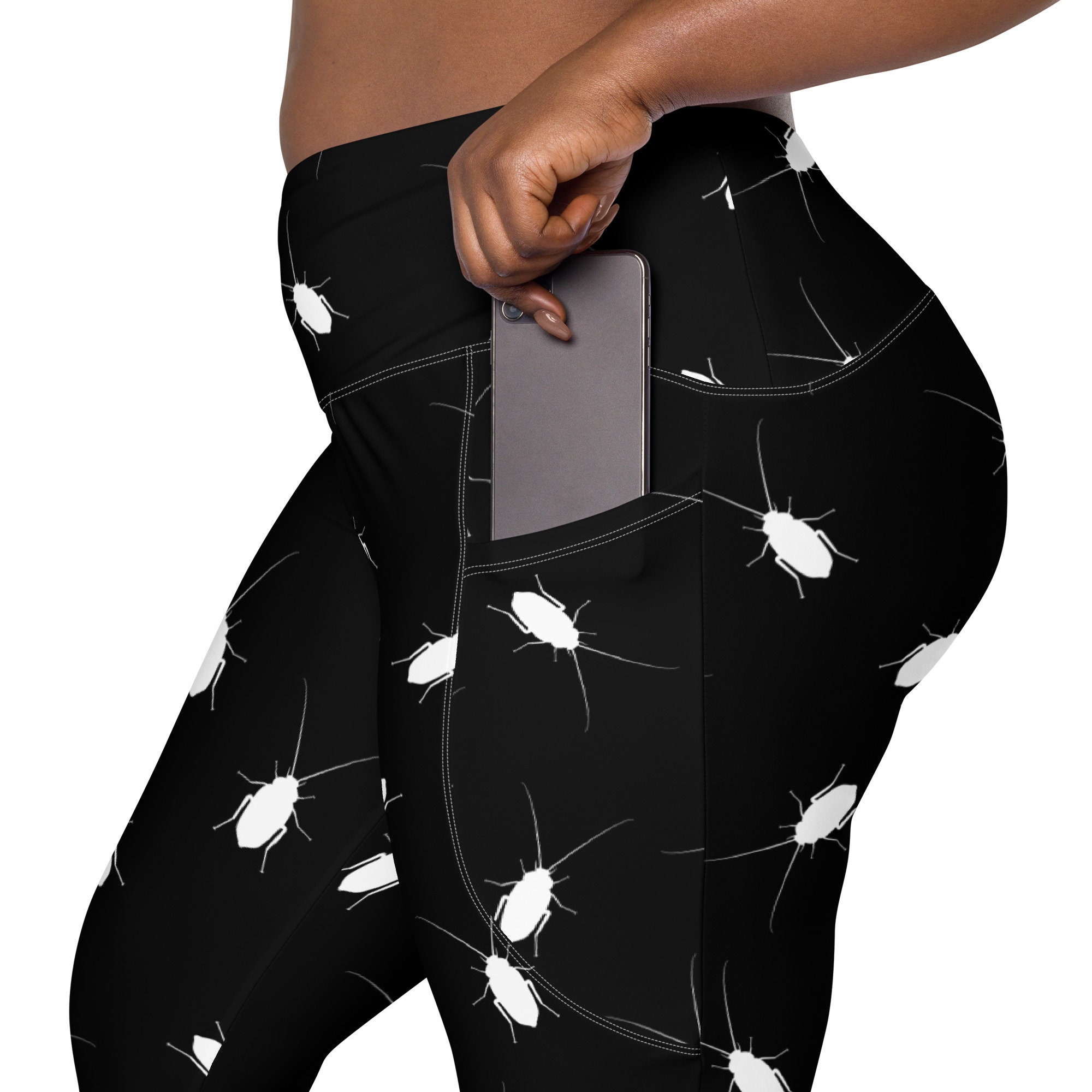 Creepy Crawly Cockroach Pattern Leggings, Disgusting Plus