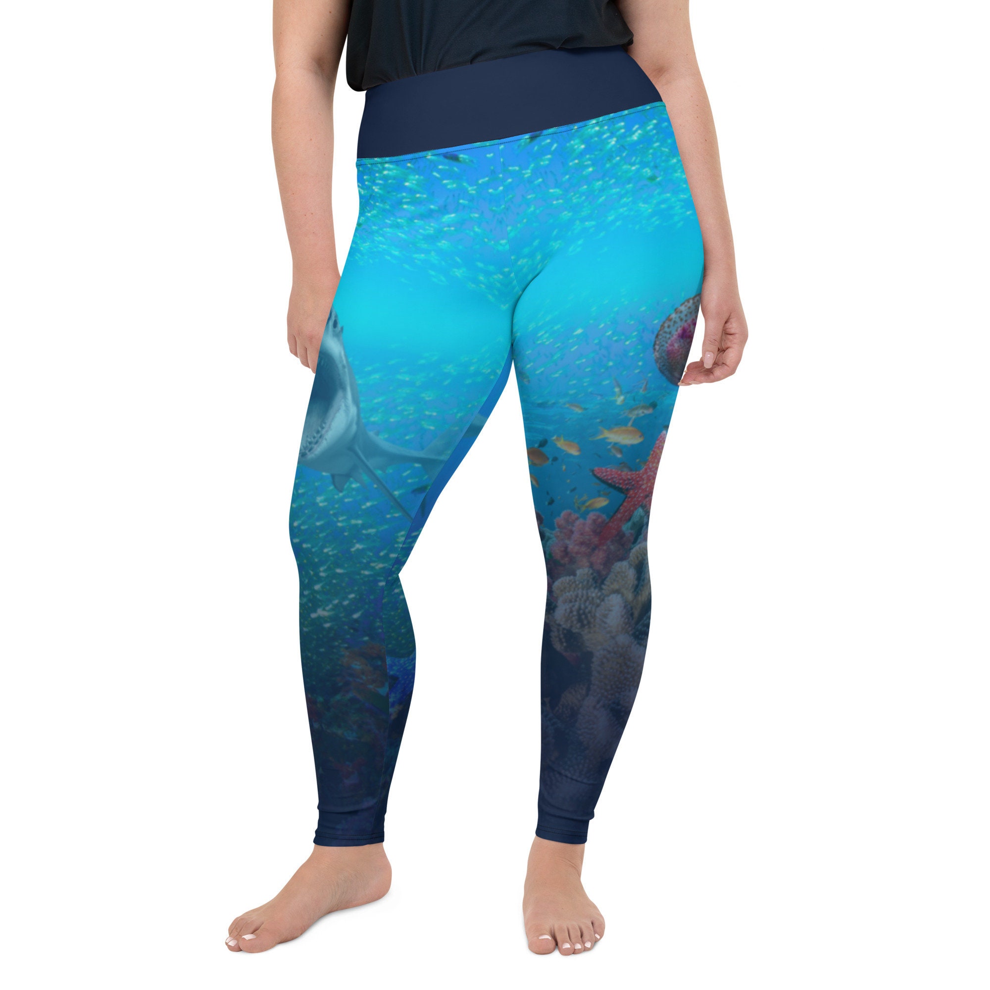 Blue Watercolor Leggings for Women, High Waisted Workout Pants, Painted  Ocean Yoga Leggings, Unique Womens Activewear, Workout Clothes 2023 