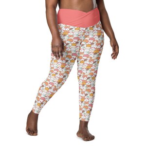 Cat Leggings Women, Kitty Kitten Leggings, Plus Size Crossover Leggings with Pocket, Crazy Cat Lady Cat Lover Gift, Cat tights, Yoga Workout