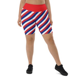 USA Flag Patriotic Biker Shorts, American Flag AOP Shorts Women, 4th of July Gifts, Designer Athletic Shorts, USA Patriotic Gifts, Plus Size