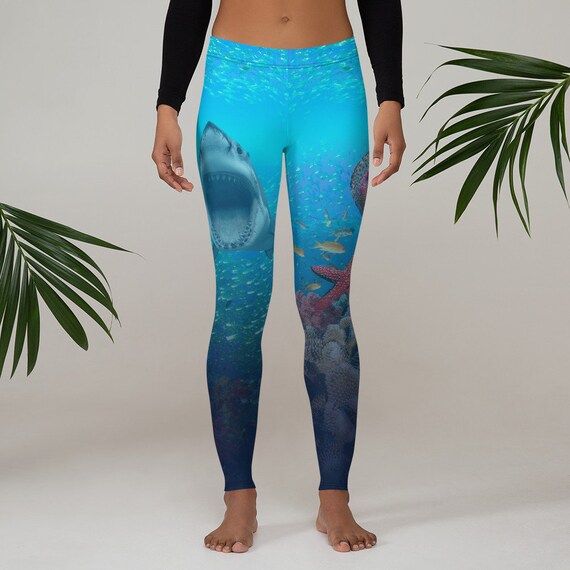 Deep Blue Sea Shark Leggings for Women 