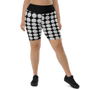 Sports Volleyball Printed Biker Shorts, High Waist Gym Workout Shorts, Exercise Running Shorts, Rave Wear, Activewear Gift, Volleyball Gifts