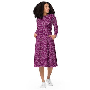 Svaha Women's Size 2 Pink Purple Pi Calculation Math Dress V Neck