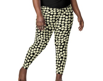 Poker Leggings, Casino LAs Vegas Leggings, Dice Printed High Waisted Plus Size Leggings With Pocket, Womens Soft Casual Workout Leggings,