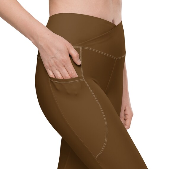Leggings marrones lisos para mujer tallas 2XS a 6XL leggings cruzados con bolsillos leggings de cintura alta regalo de ropa deportiva para mujer leggings marrones lisos Etsy Mexico