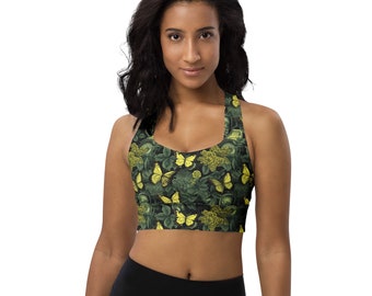 Butterflies Sports Bra, Insect Bugs Gym Bra, Women Activewear, Fitness Exercise Bra, All over Print Athletic Bra, Comfort Bra, Yoga Clothing