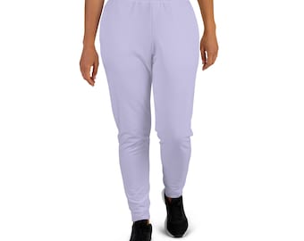 Solid Light Purple Printed Joggers, Pastel Purple Jogger Sweatpants, Workout Fitness Joggers for Women, Lounge Pants, Fashion Yoga Pants