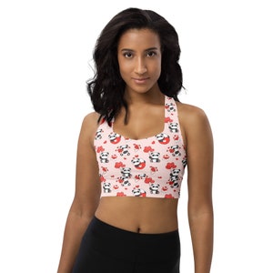 Panda Bears Print Sports Bra, Valentine Hearts Pattern Sports Bra, Sexy Sports Bra, Fitness Bra, Workout Bra, Woman Training Bra, Sportswear