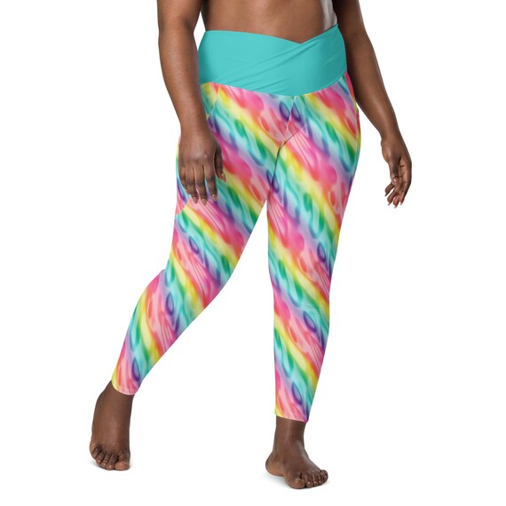 Plus size rainbow striped leggings hot sale