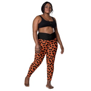 Cat Leggings Women, Kitty Kitten Leggings, Plus Size Crossover Leggings with Pocket, Crazy Cat Lady Cat Lover Gift, Cat Tights, Yoga Workout
