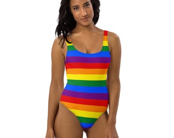 Rainbow One Piece Pride Swimsuit Subtle LGBT