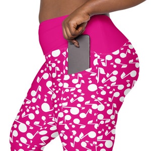 Music Print Leggings for Women, Stylish Workout Leggings, High Waist Yoga Leggings, Soft Stretchy Gym Leggings, Musician Gift, Plus Size