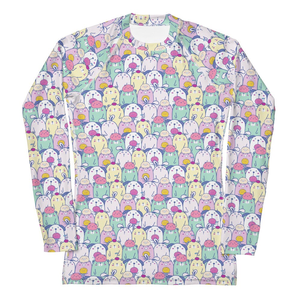 Adorable Animal Printed Rash Guard, Bunny Rabbits and Bears Patterned ...