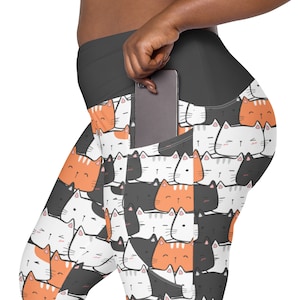 Cats Kitty Leggings Women, Kitty Leggings, Plus Size Leggings, Crazy Cat Lady, Cat Lover Cat Mom Gift, Cat tights,Yoga Workout Pant Leggings