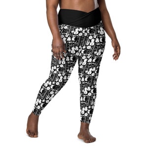 Music Instruments Leggings, Musician Leggings, High Waist Leggings with Pocket, Soft Stretch Pants, Yoga Workout Leggings, Fitness Leggings