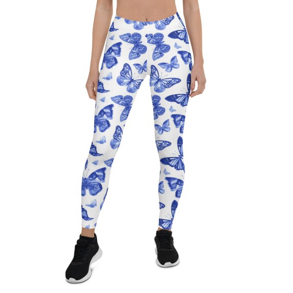 Butterfly Leggings for Women Blue 